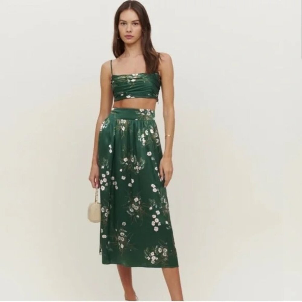 Reformation Carrie Two Piece Silk Set SIZE 0